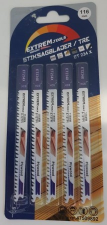 EXTREM TOOLS STIKKSAGBLAD 116mm KRYSSFINER 5pk.