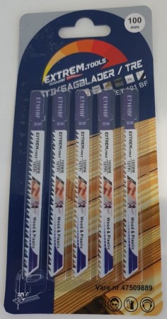EXTREM TOOLS STIKKSAGBLAD 100mm HARDT TRE 5pk
