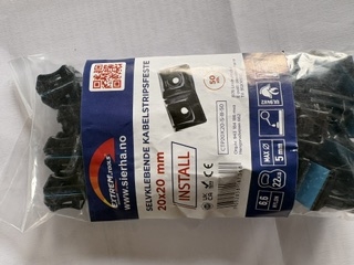 Selvklebende Kabelstripsfeste 20x20mm -50 stk- Halogenfri