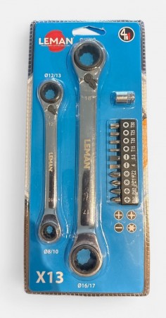 SETT MED 2 SKRALLENØKLER   + 10 BITS